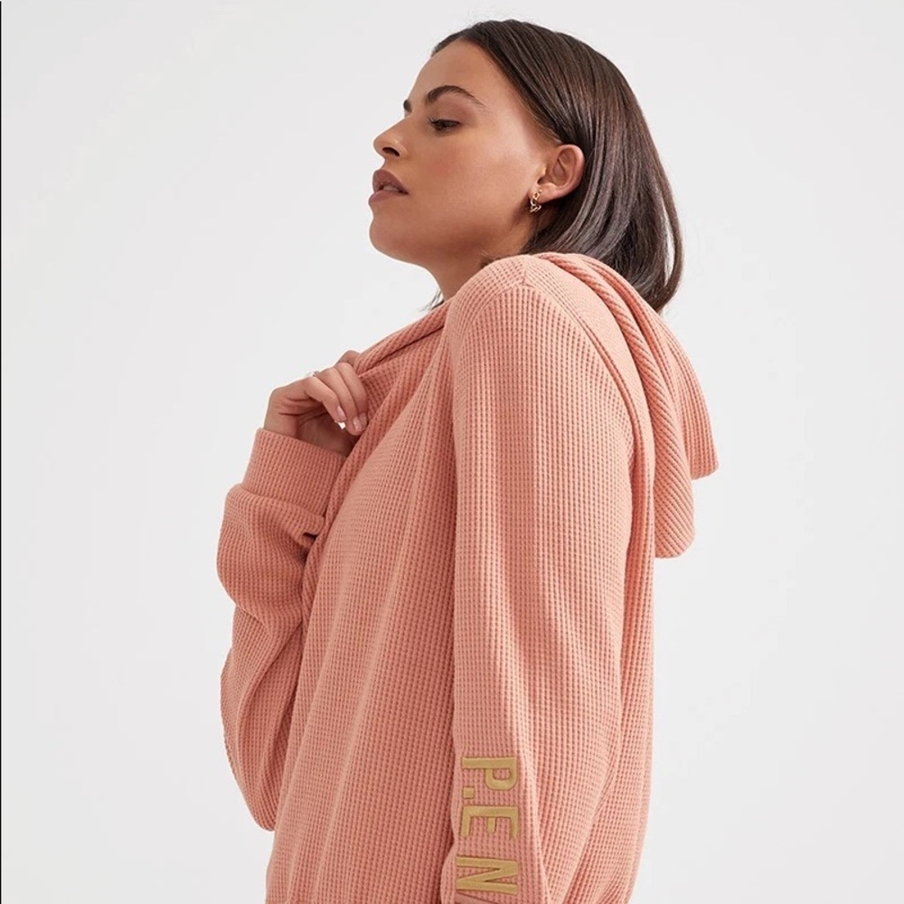 P.E Nation Rebound Waffle Knit Hoodie In Coral size Medium - Picture 15 of 15